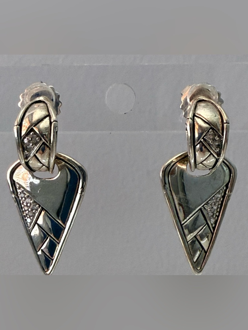 John Hardy 925 Silver Geometric Drop Earrings